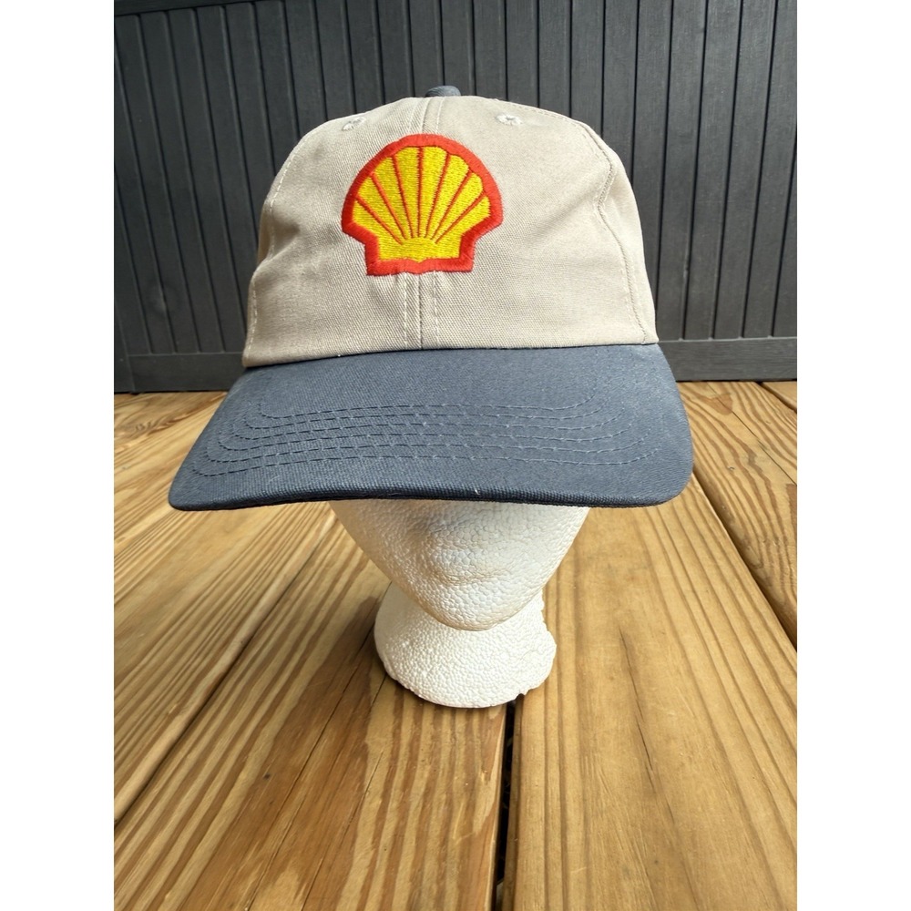 Vtg Shell Snapback Trucker Hat Brown Oil Gas Logo Patch USA 70s 80s Employee